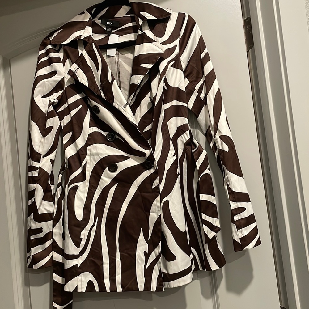 Brown zebra trench coat